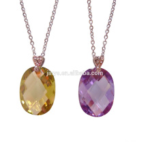 Fashion Simple Long Colorful Faceted Zircon Chain Necklace, Everyday Necklace